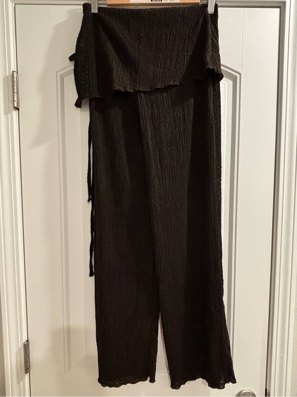 Zara Brown Wide-Leg Wrap Pants with Side Tie - Picture 2 of 4